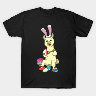 Easter - Cute alpaca painting Easter eggs T-Shirt